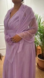 Abito lurex con stola Solo Gioie YS4370 TU3038 lilla