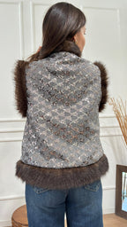 Gilet ricamato con bordi in pelliccia Dixie LAHAKCG