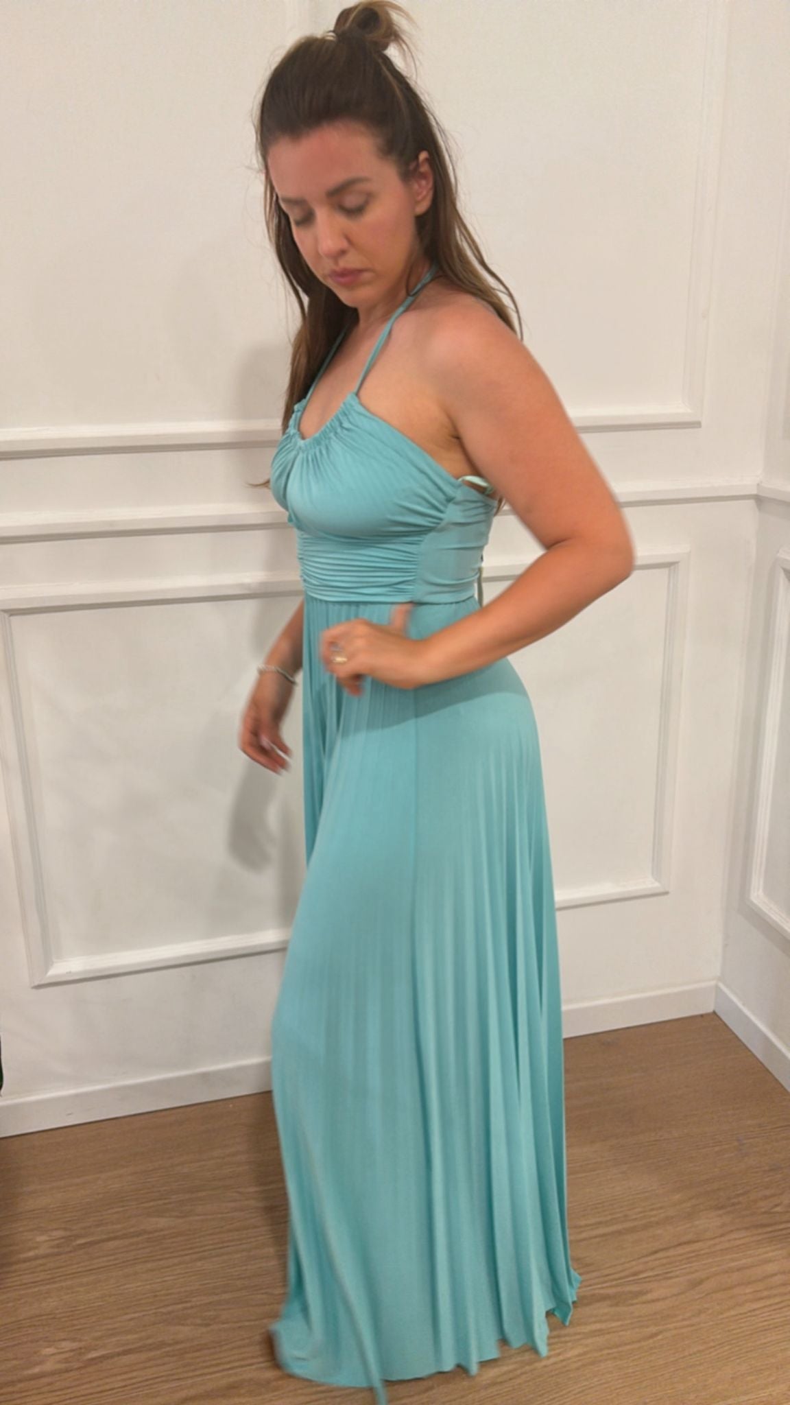 Abito plissettato Vicolo TD2794 azzurro