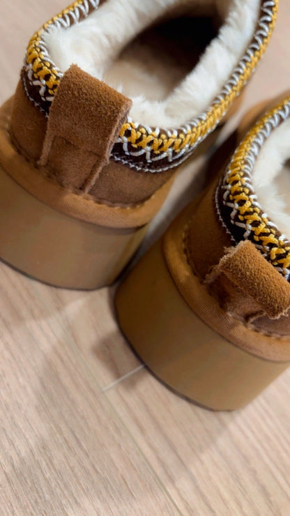 Ciabatta pelo platform Divine Follie 3545 Camel