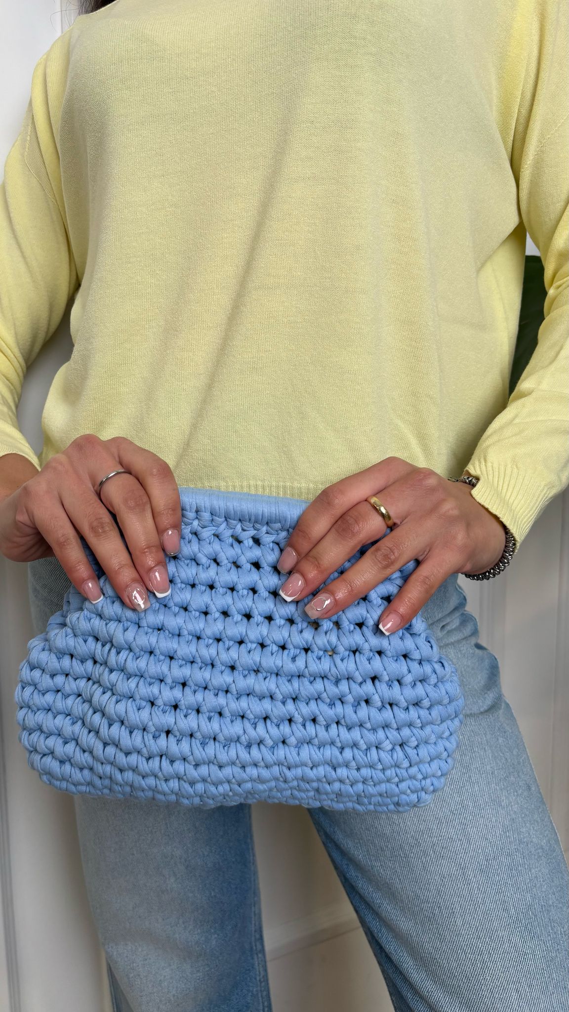 Mini pochette fettuccia H02407 azzurra