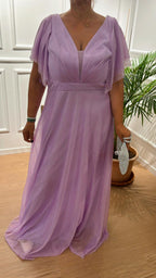 Abito lurex con stola Solo Gioie YS4370 TU3038 lilla