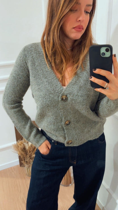 Cardigan bottoni Zoey Only Verde