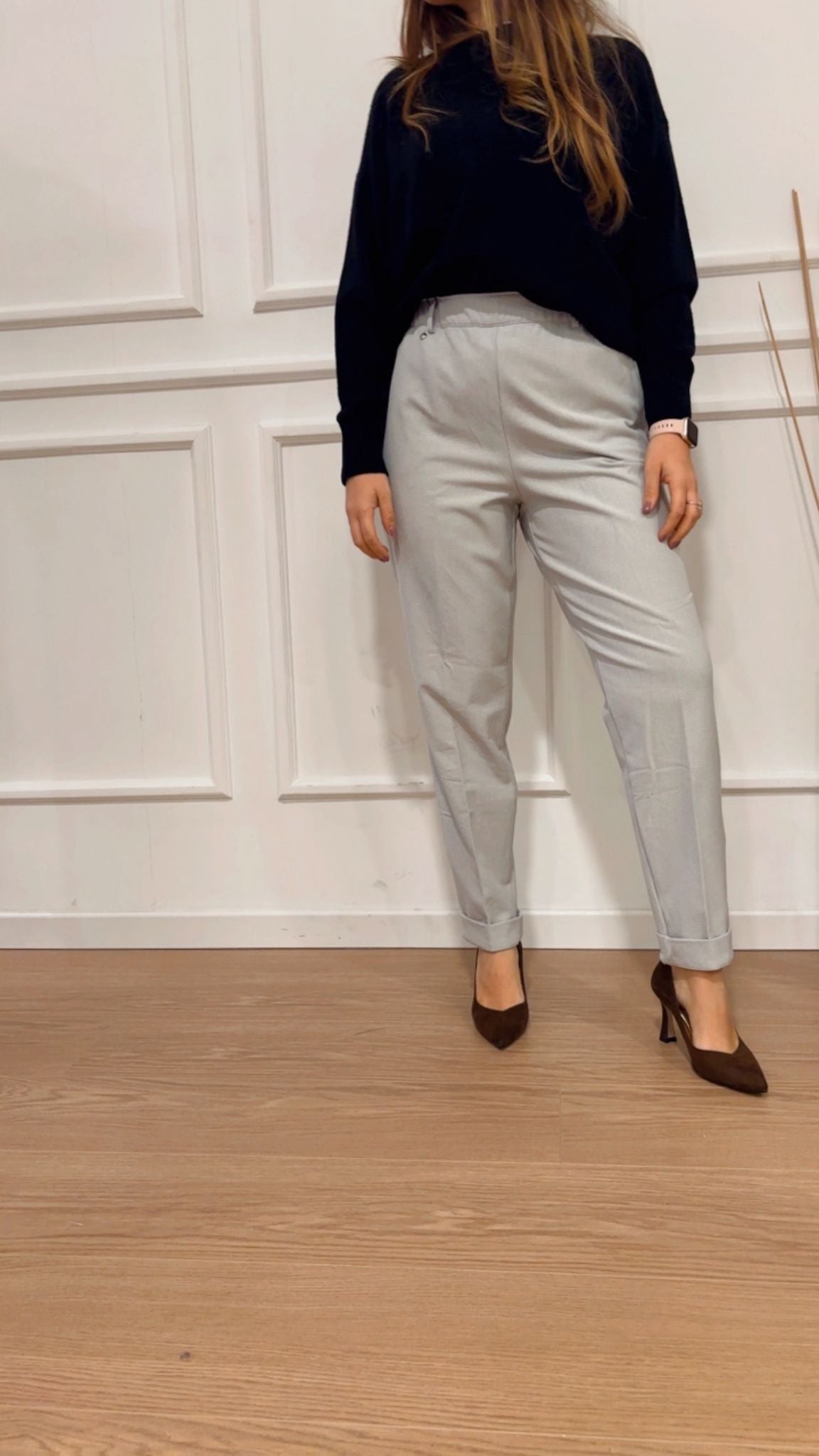 Pantalone Flannel Twill Ragno DR01P7 156 Ghiaia Melange