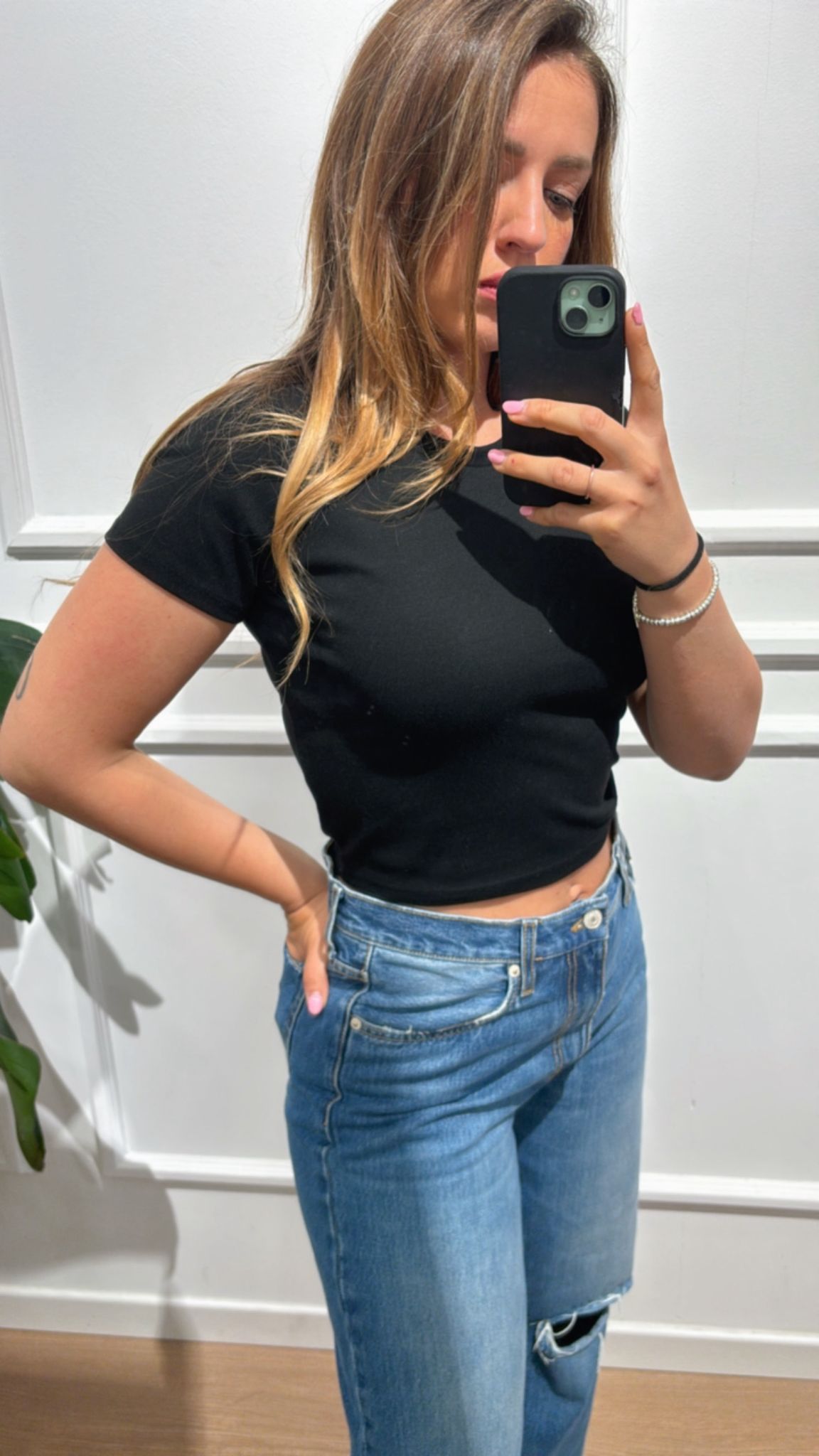 T-Shirt slim crop Only 5175 nera