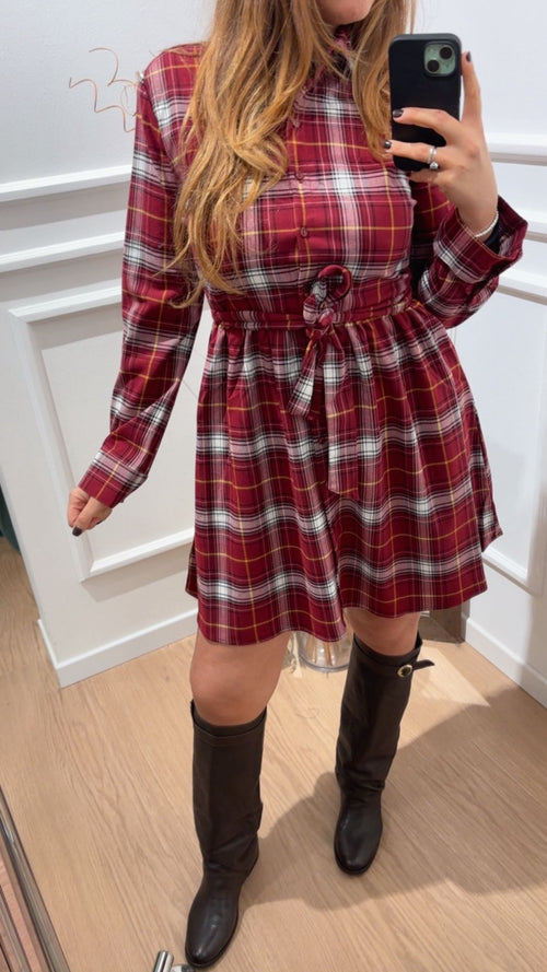 Abito check corto Wren Only 15368634 Rosso