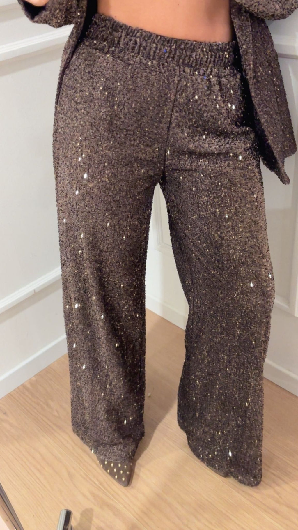 Pantalone paillettes Tensione In 35799 moro