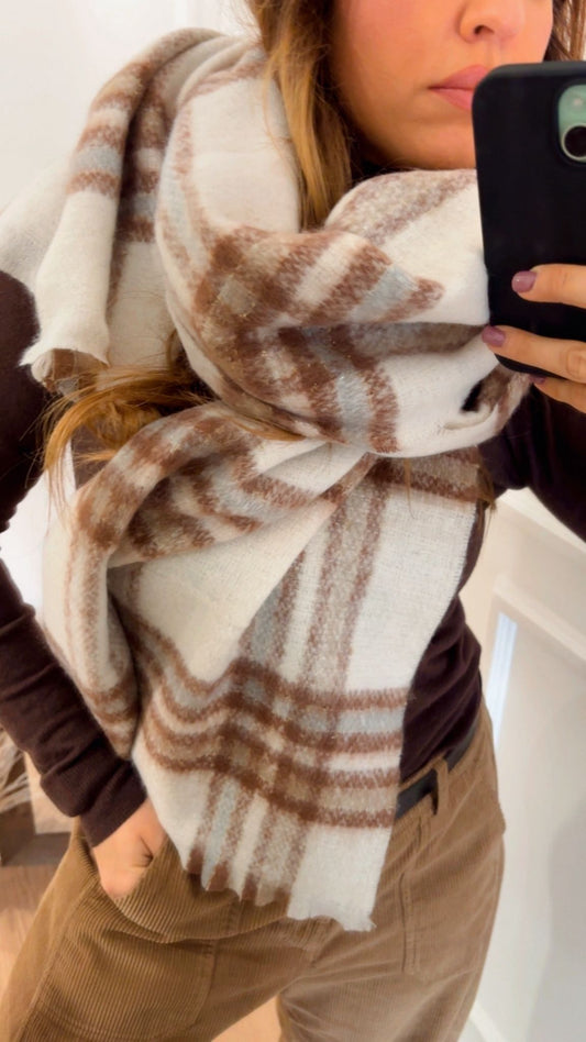 Sciarpone check Susy Mix 9311RE Burro