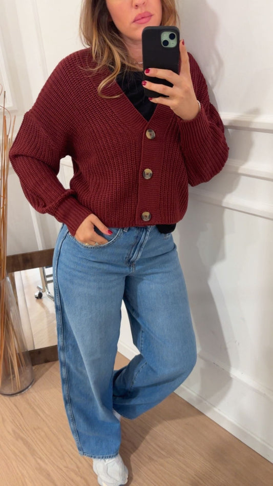 Pull bottoni carol Only 15211521 bordeaux