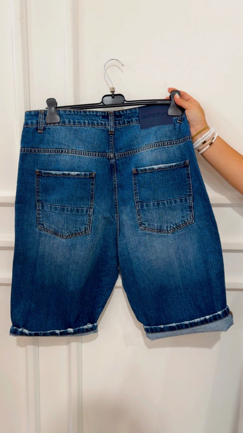 Bermuda in denim sfrangiato Imperial D8379WIDE