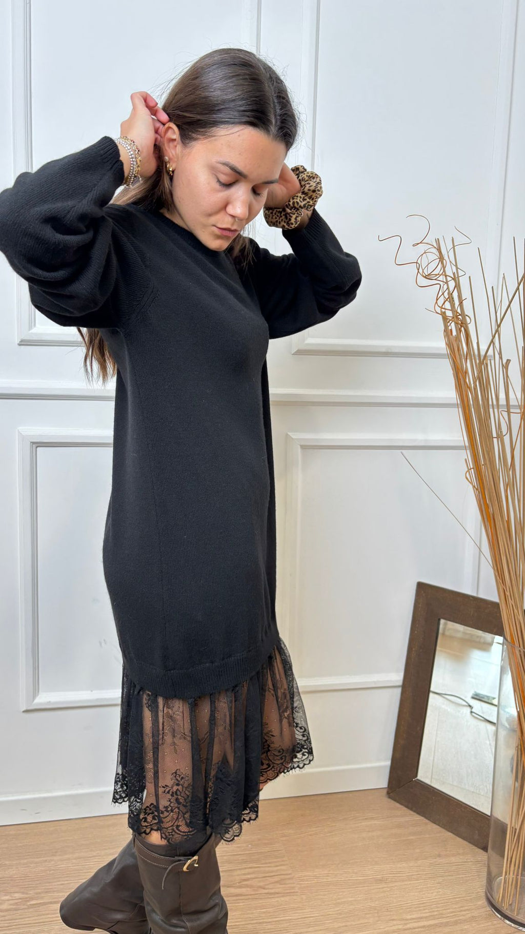 Abito in maglia con pizzo Vicolo 77159F