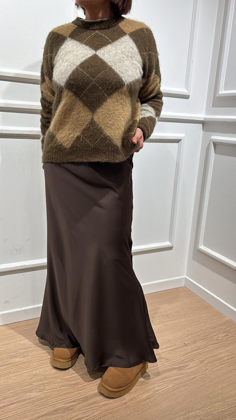 Gonna raso Le Streghe A25DD310 marrone