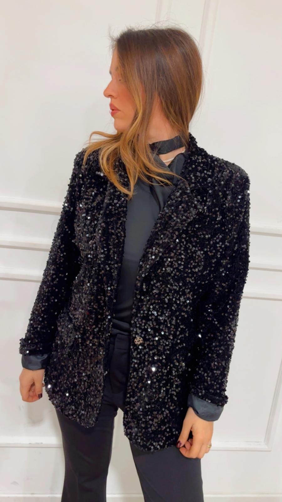 Blazer paillettes Dejavu A25DL617 nero