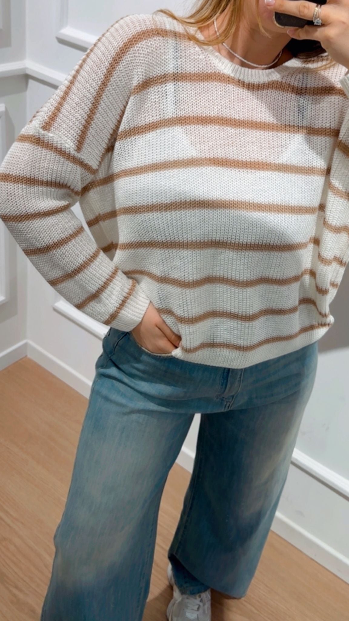 Pull traforato a righe Tensione In XL25264