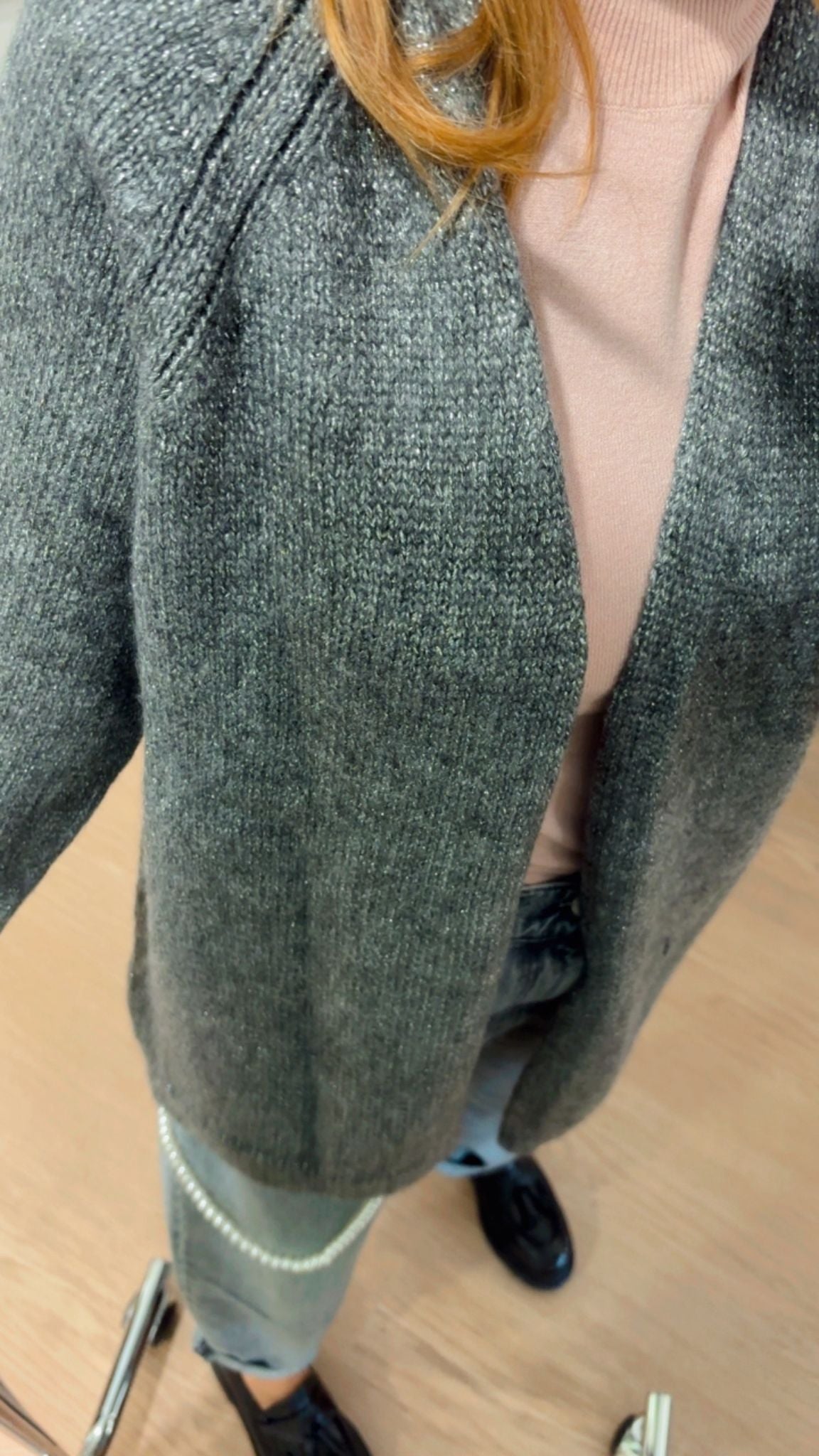 Cardigan lurex Benin Only 15303774 grigio