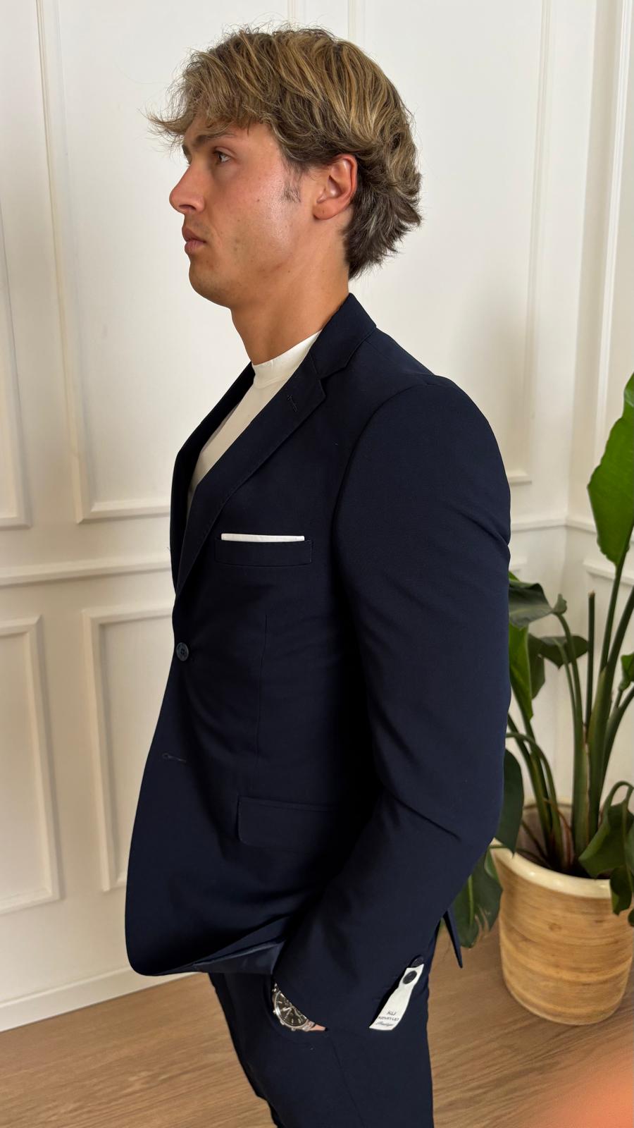 Abito slim stretch Turchetti KU555 blu