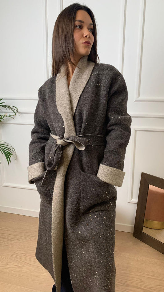 Cappotto in maglia Vicolo 77003F moro