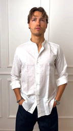 Camicia regular fit puro lino Guru E26 120 Roma Bottega Artigiana