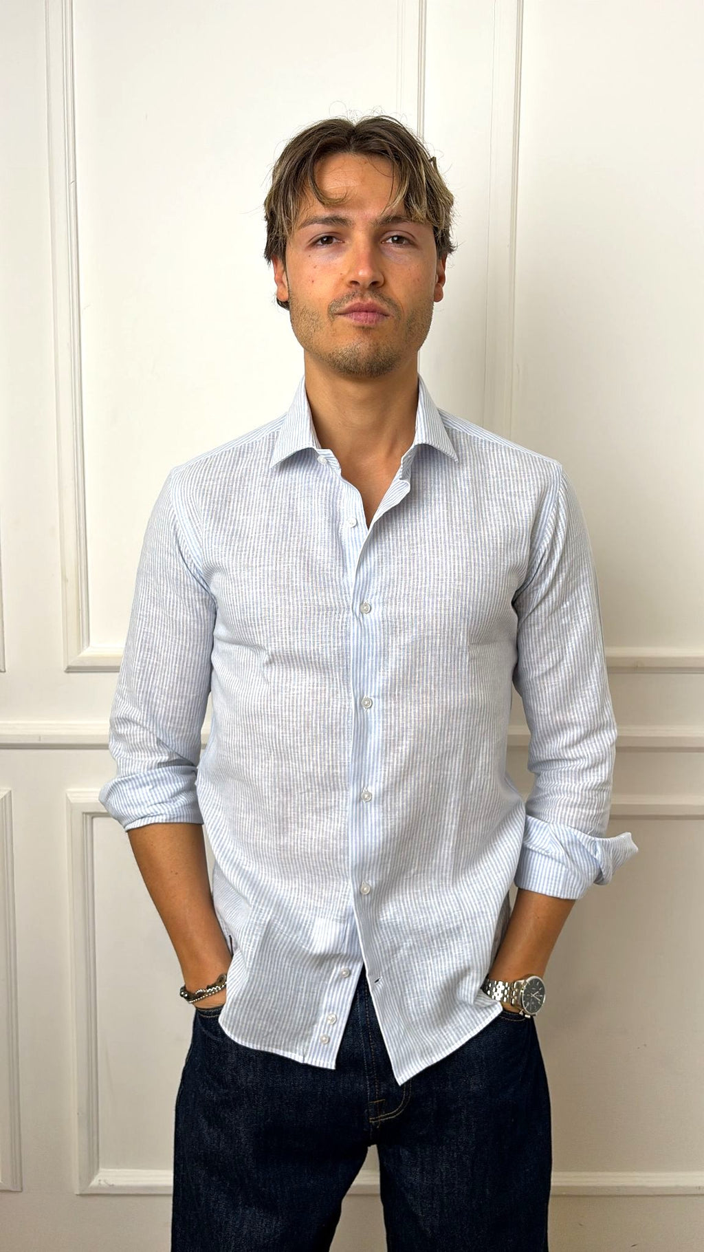 Camicia extraslim in puro lino E900 Brescia Turchetti