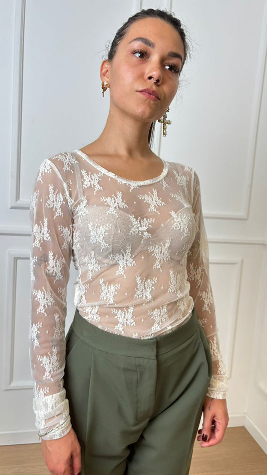 Maglia in pizzo trasparente Imperial TW91KMX Avorio