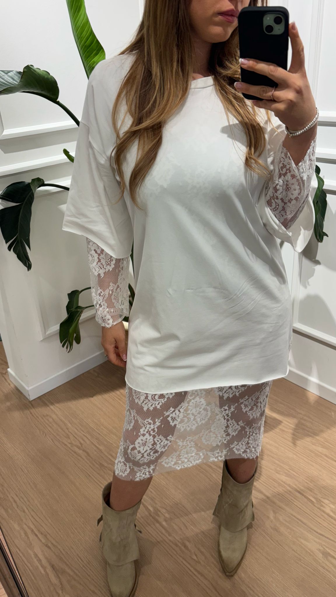 Abito pizzo e jersey Susy Mix 25220