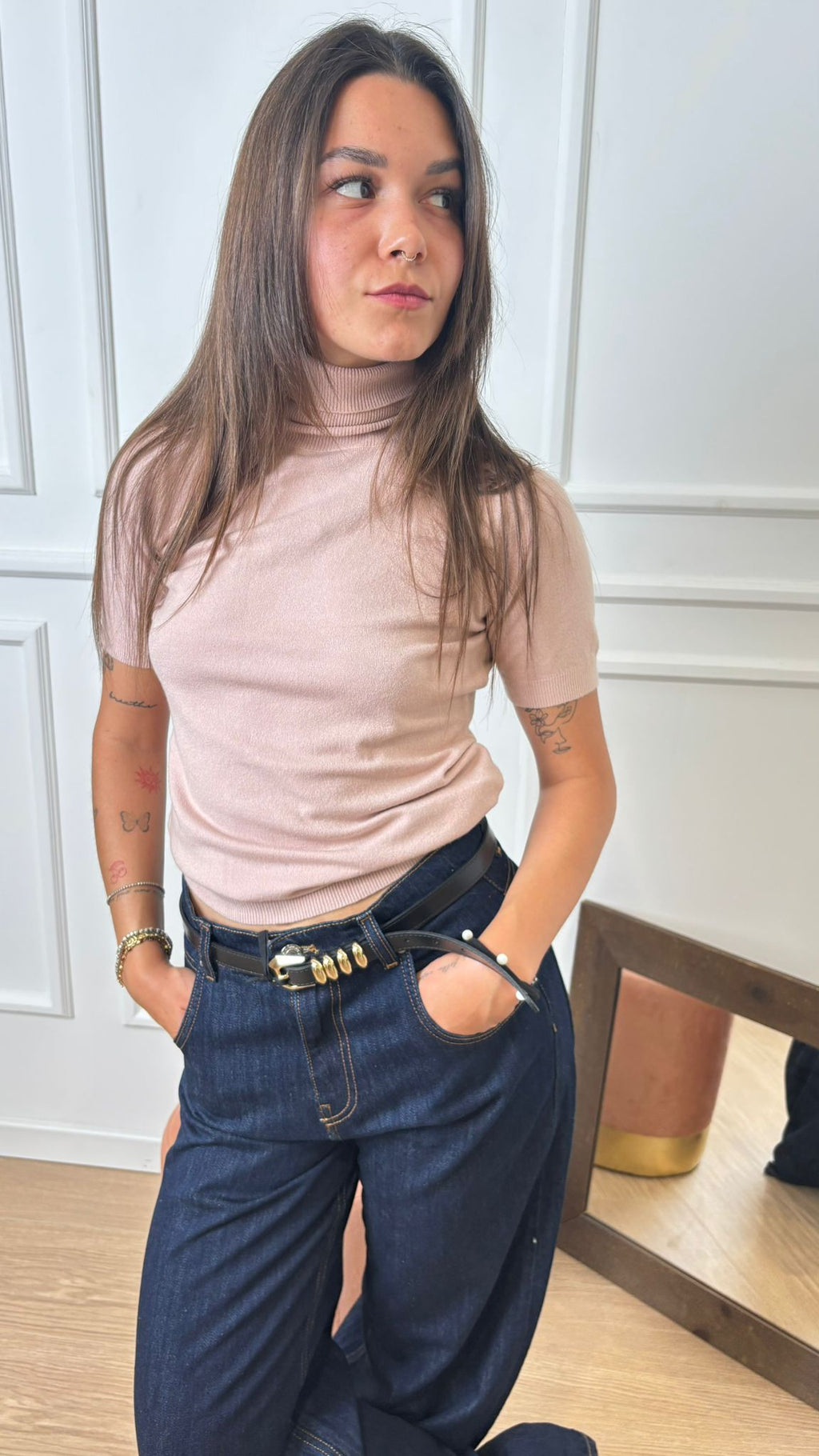 Dolcevita mezza manica Vicolo 44009F nude