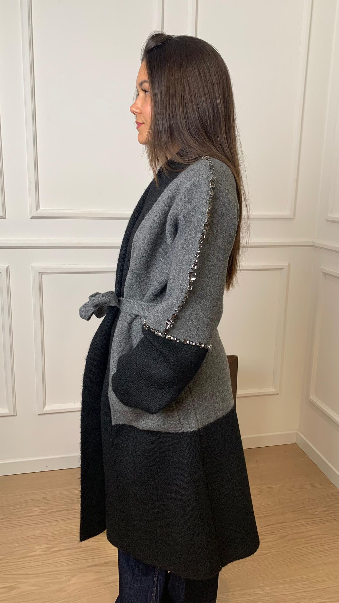 Cappotto in maglia strass Vicolo 55002F nero