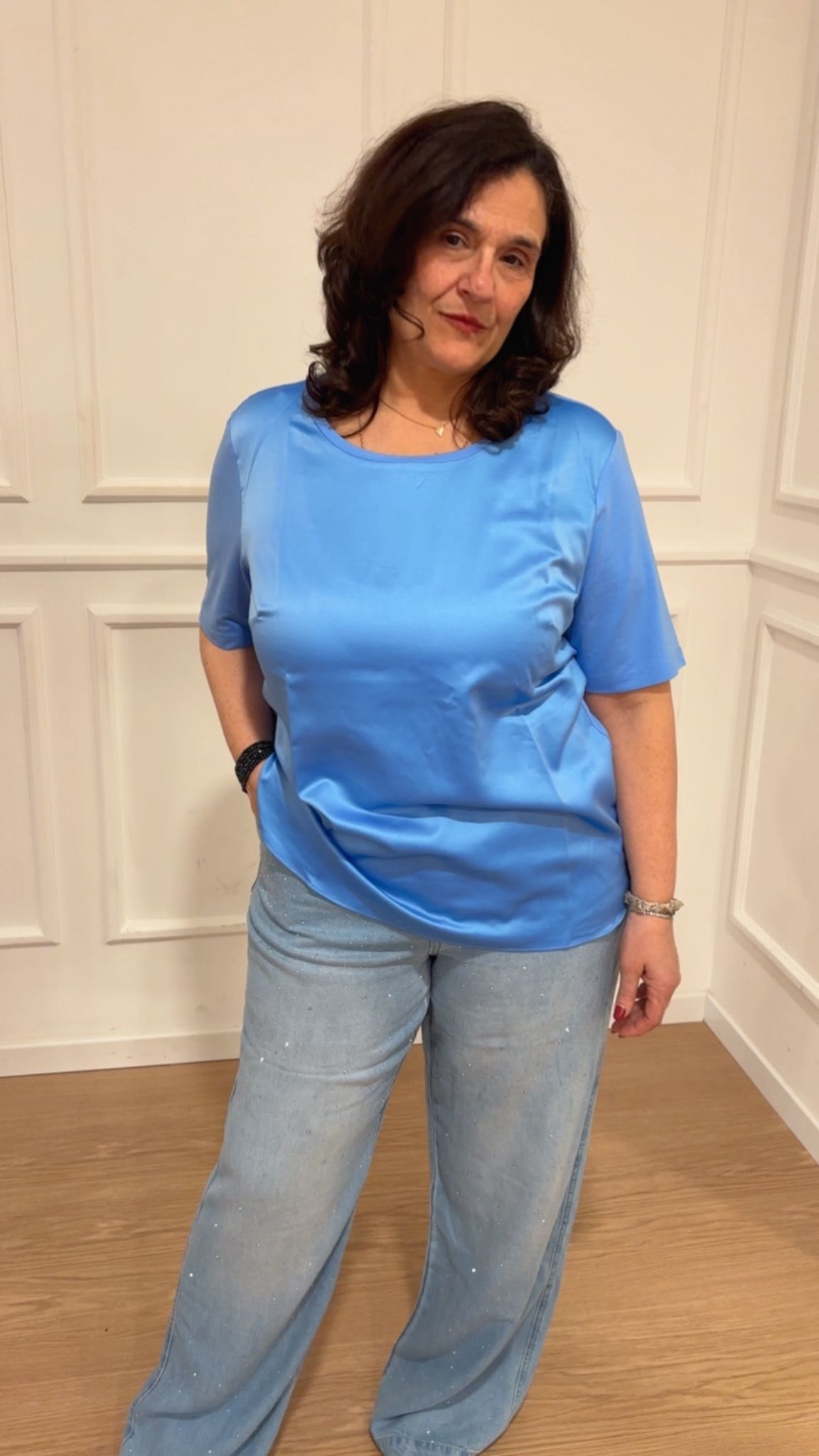 T-shirt in jersey e raso Luisa Viola G275 011