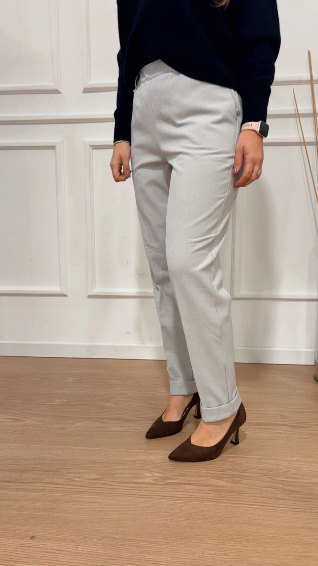 Pantalone Flannel Twill Ragno DR01P7 156 Ghiaia Melange