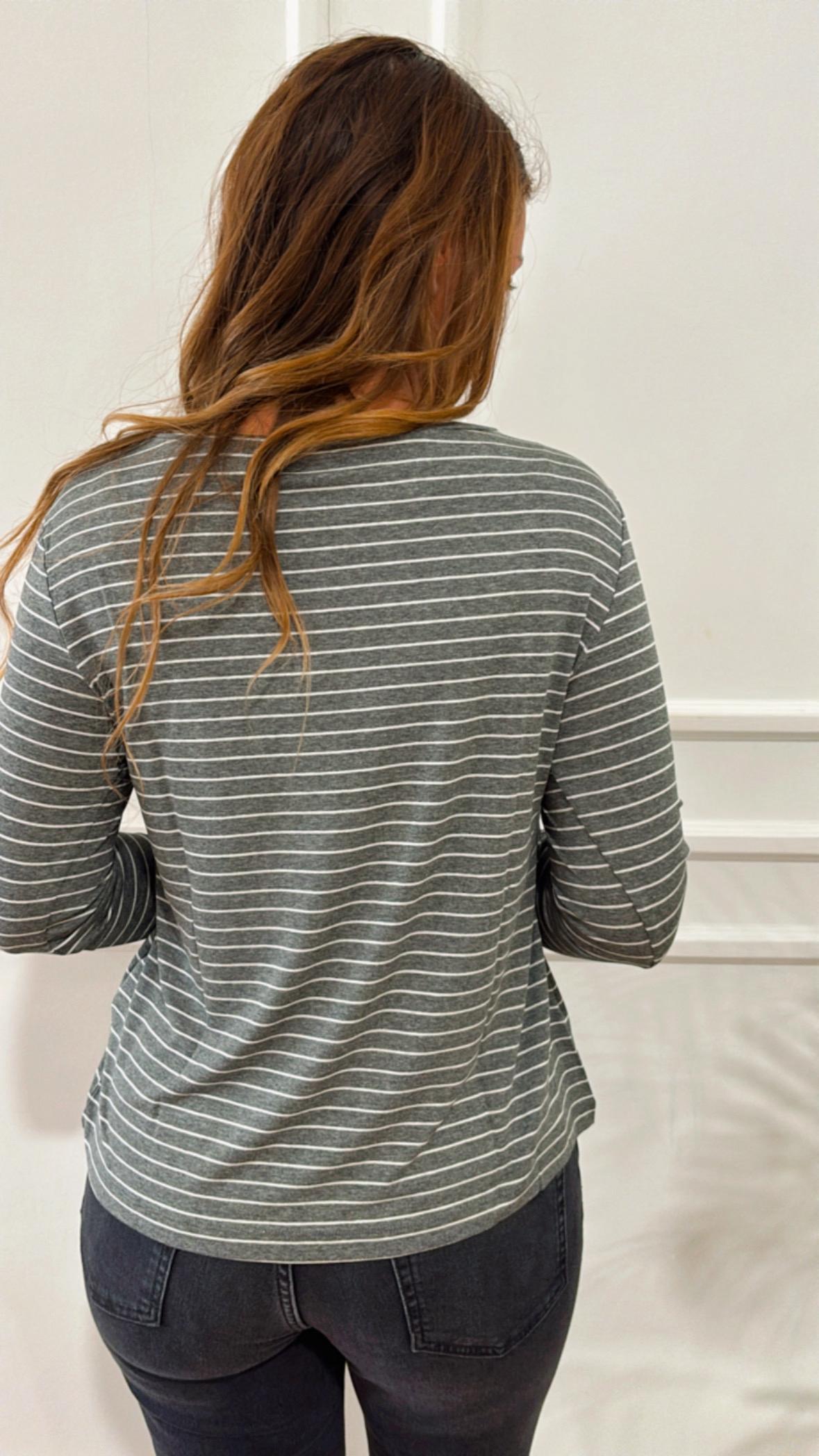 T-Shirt elasticizzata Polpo 009 Emme Marella righe grigio