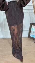 Gonna in pizzo trasparente Dixie G262Y047 moro