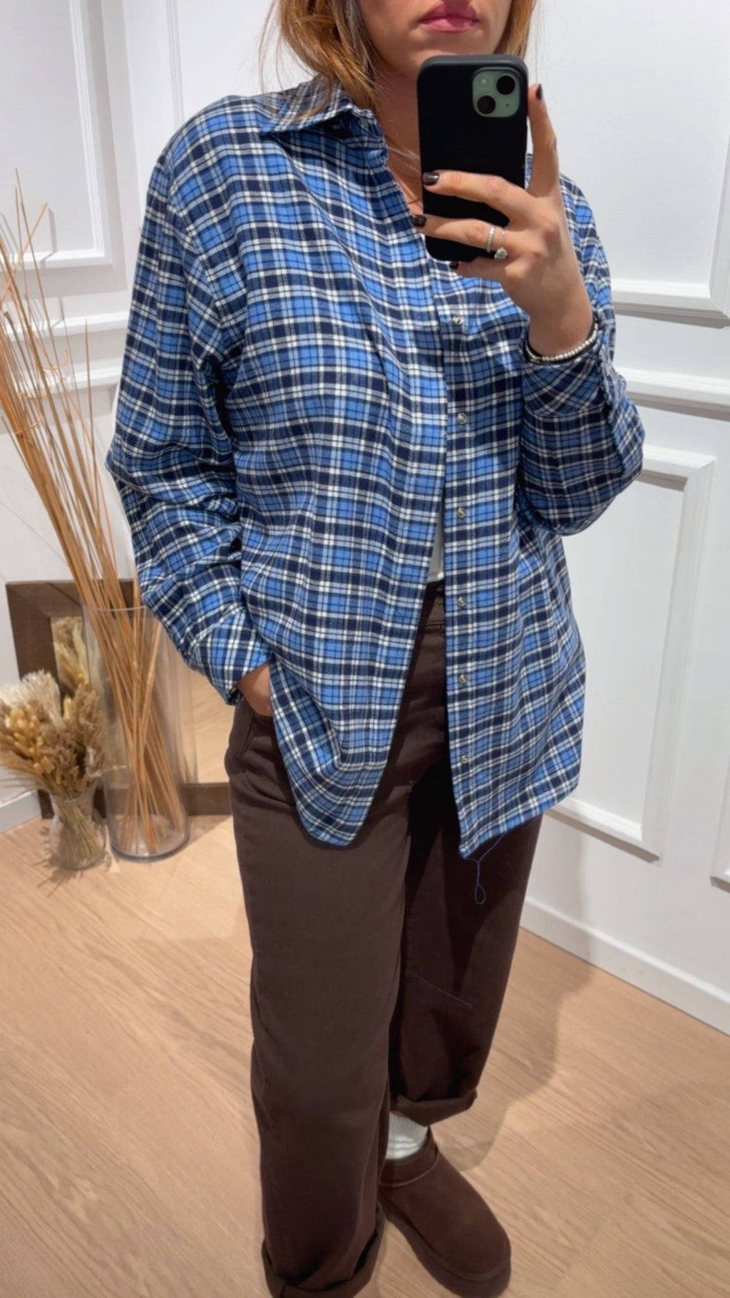 Camicia check in flanella Tensione In 37930 azzurra