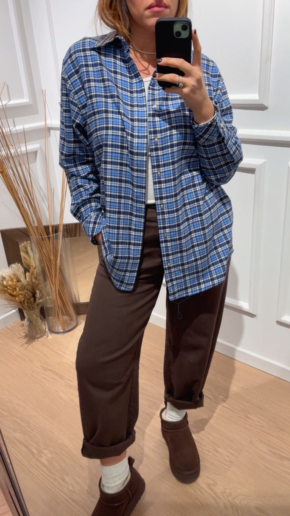 Camicia check in flanella Tensione In 37930 azzurra