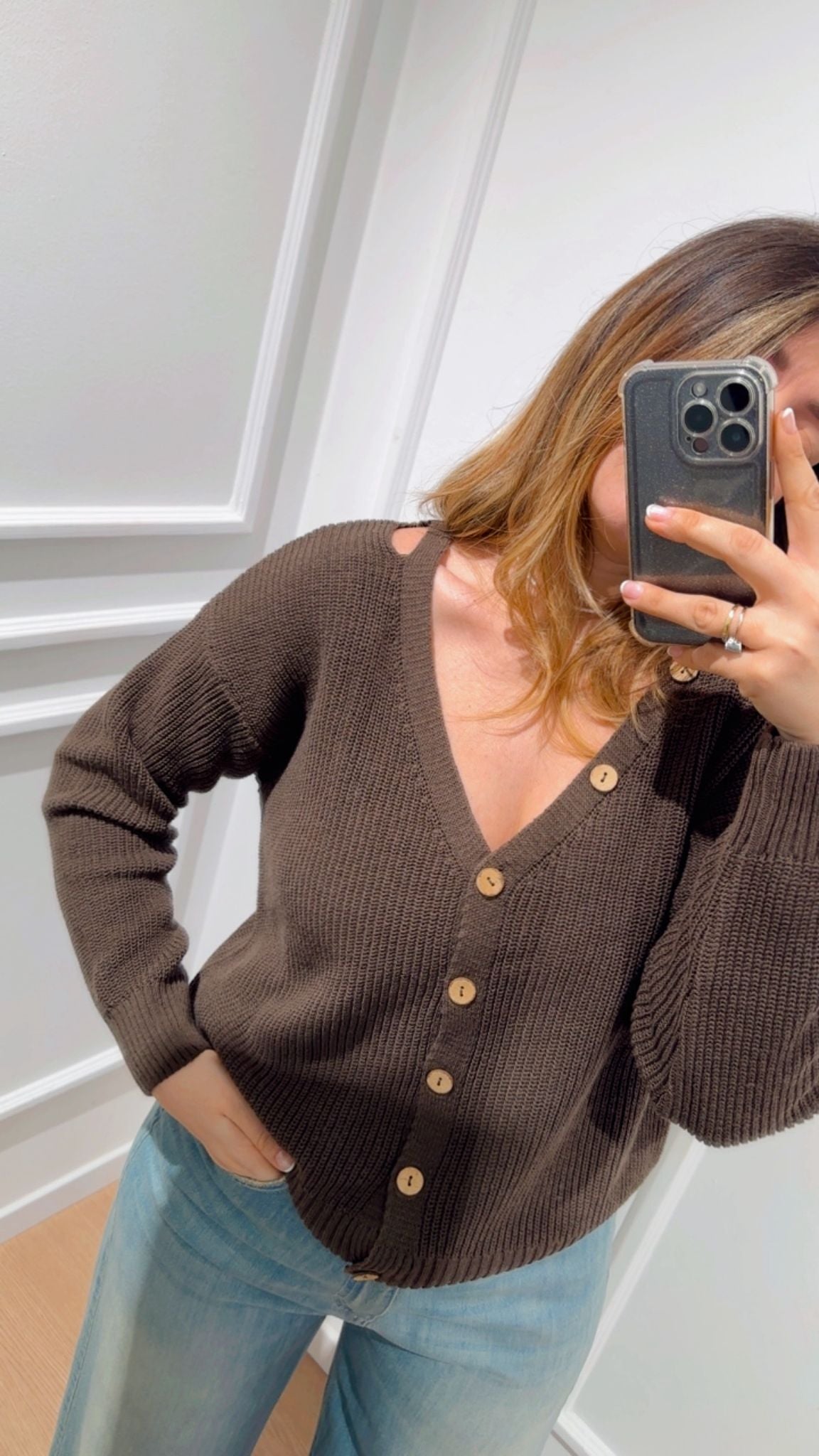 Cardigan a V Tensione In D90115PE