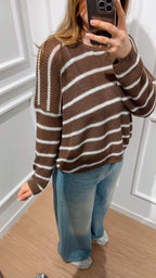 Pull traforato a righe Tensione In XL25264