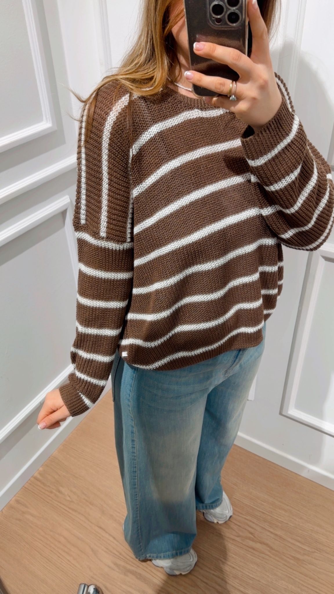 Pull traforato a righe Tensione In XL25264