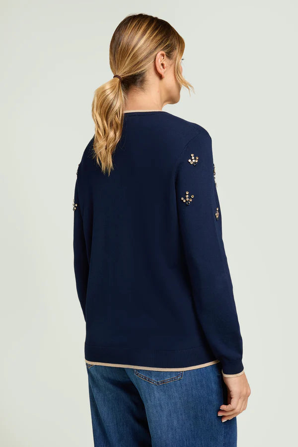 Cardigan ricamato a mano Luisa Viola M771 A1