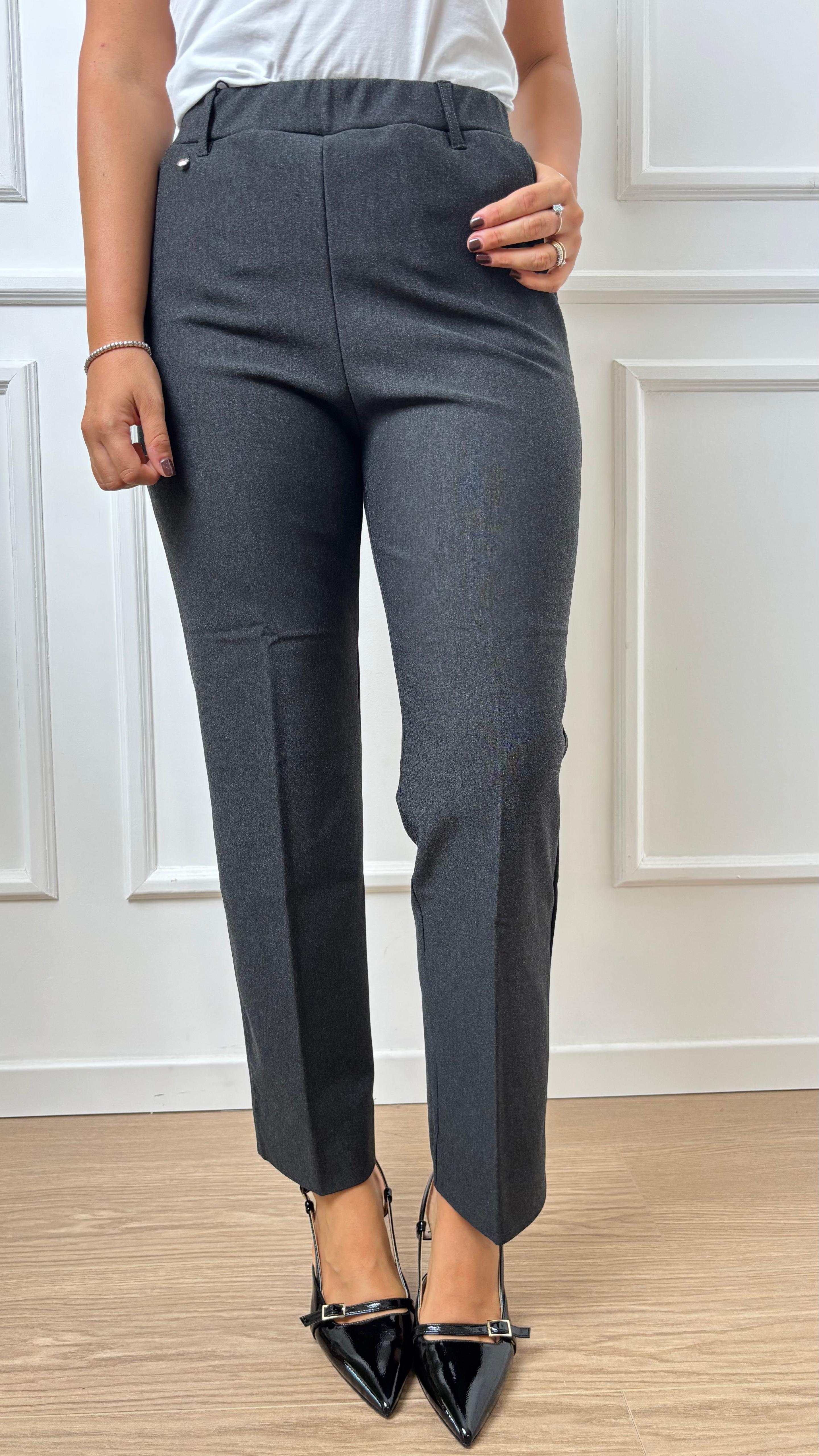 Pantalone straight Ragno DB24PP 489 grigio scuro melange