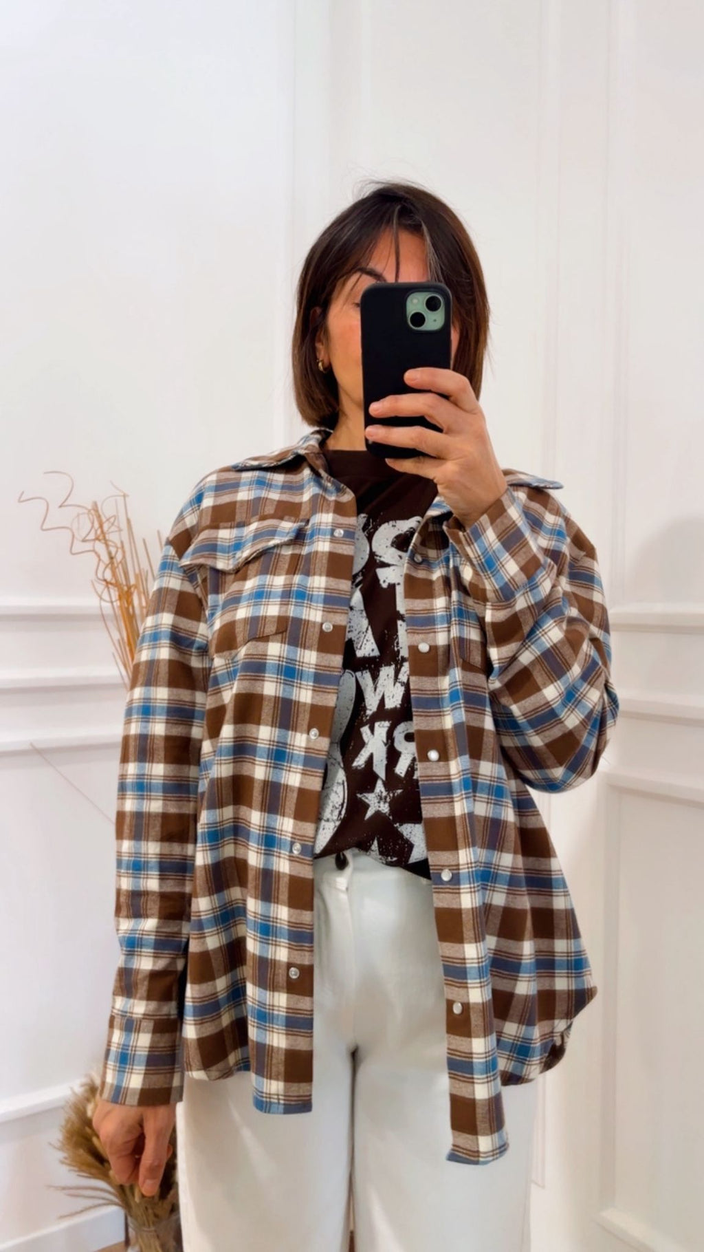 Camicia con T-Shirt check in flanella Tensione In FW250018