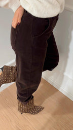 Pantalone barrel in velluto Tensione In PA5140 Fondente