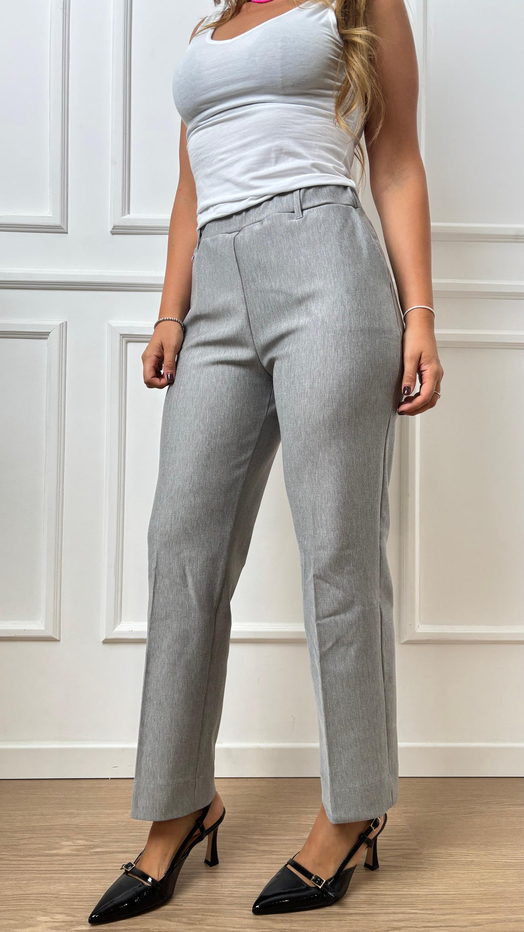Pantalone straight Ragno DB24PP 135 grigio perla melange