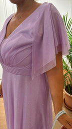 Abito lurex con stola Solo Gioie YS4370 TU3038 lilla