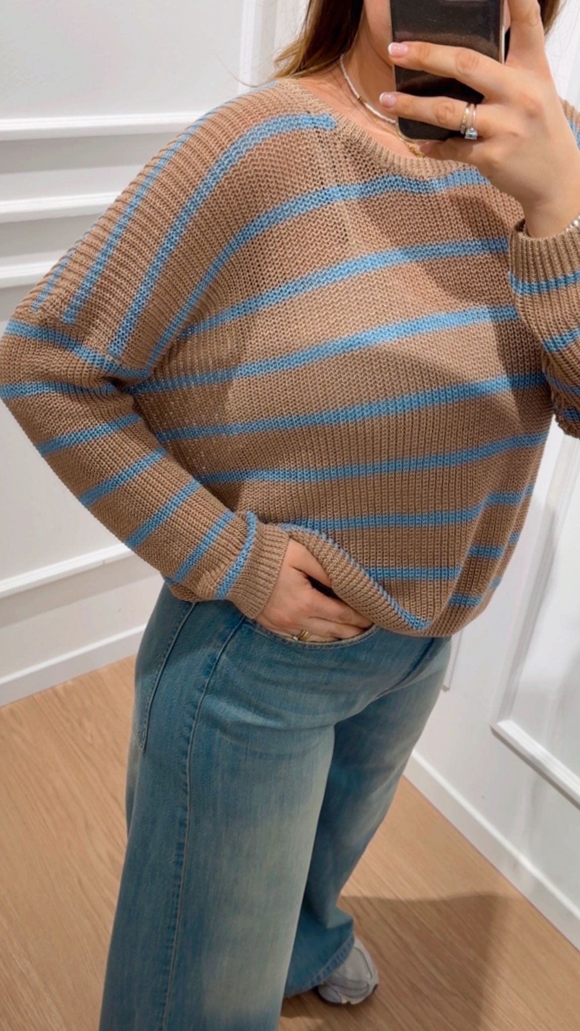 Pull traforato a righe Tensione In XL25264