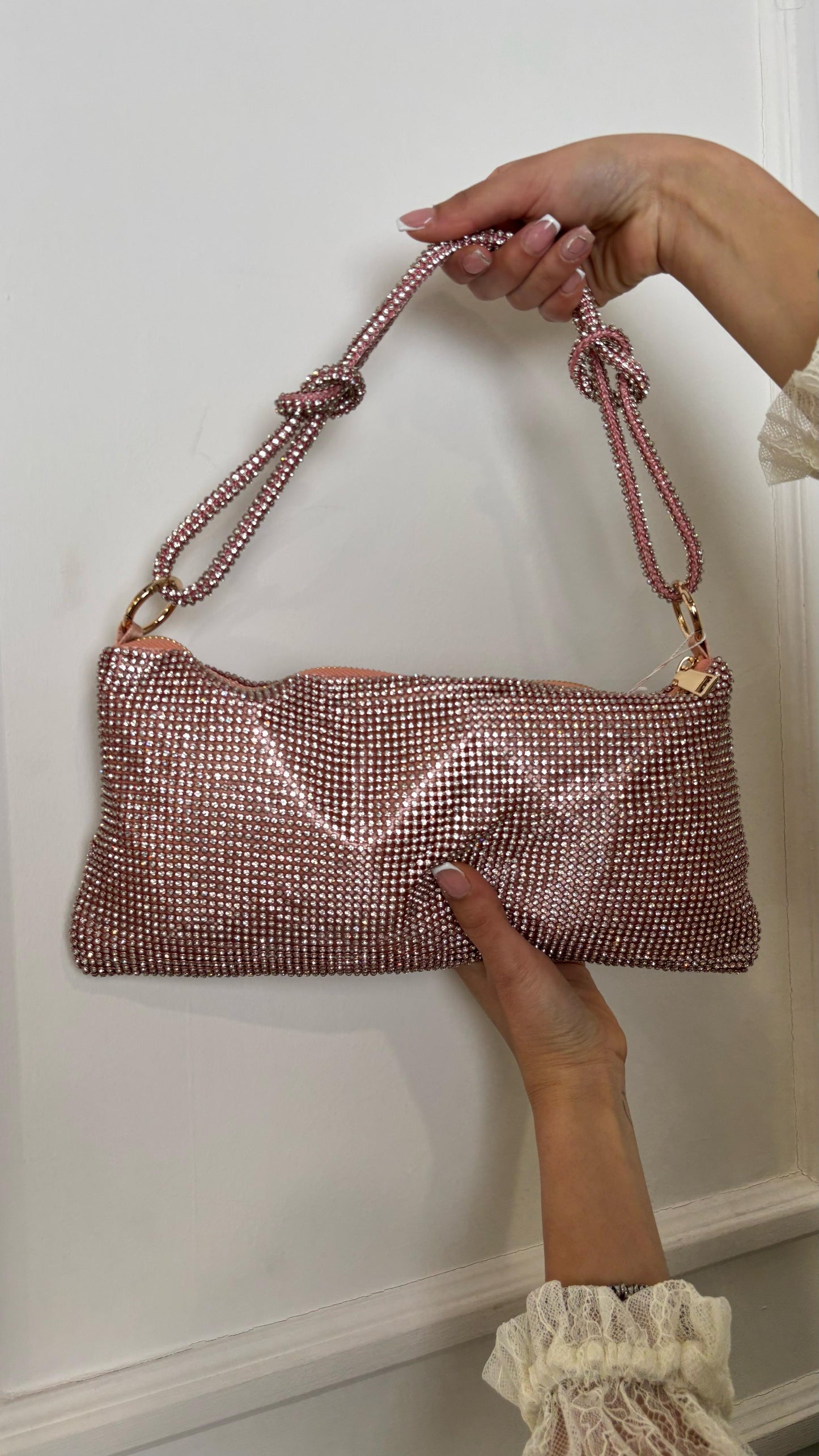 Bag strass a mano CH063 rosa